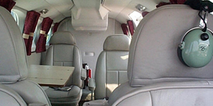 Cessna 340 cabin interior for Boca Raton charter