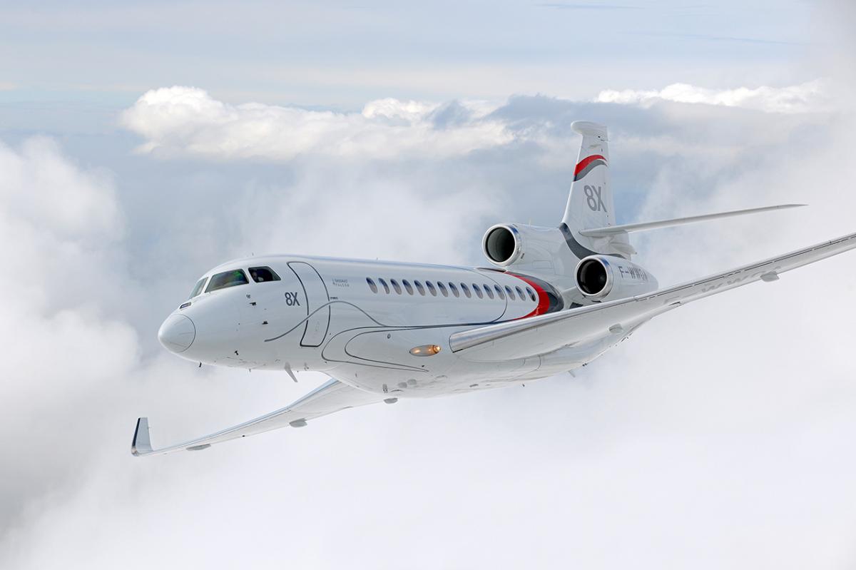 Dassault Falcon 8x cabin interior for Boca Raton charter