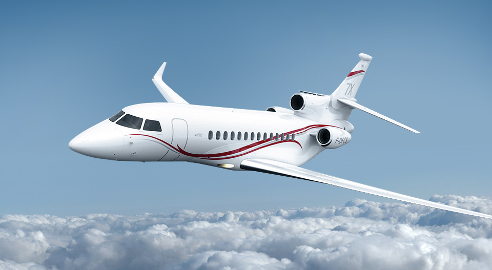 Falcon 7X cabin interior for Boca Raton charter