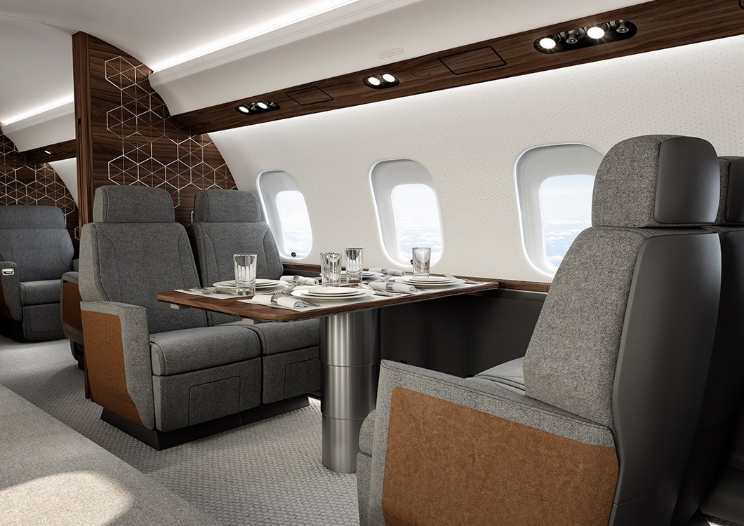 Bombardier Global 6500 cabin interior for Boca Raton charter