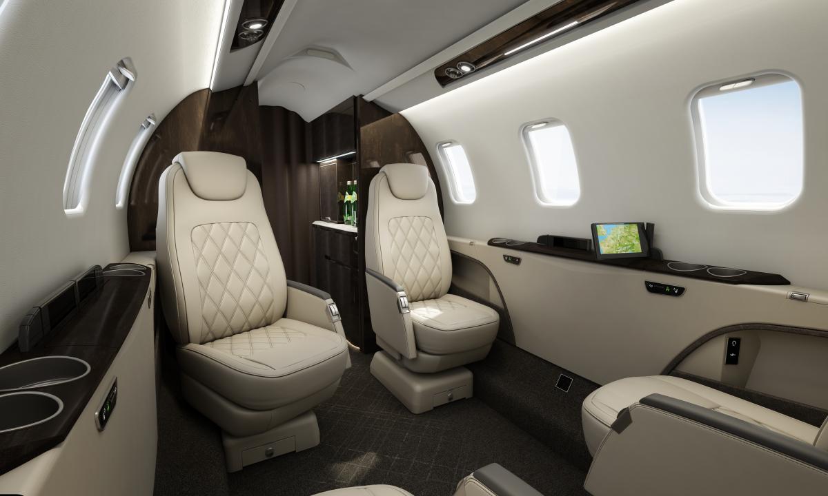 Learjet 75 cabin interior for Boca Raton charter
