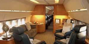 Boeing 757 VIP cabin interior for Boca Raton charter
