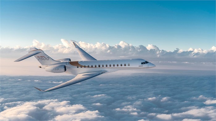 Bombardier Global 7500 cabin interior for Boca Raton charter