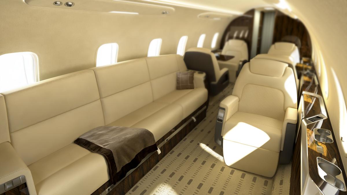 Bombardier Challenger 350 cabin interior for Boca Raton charter