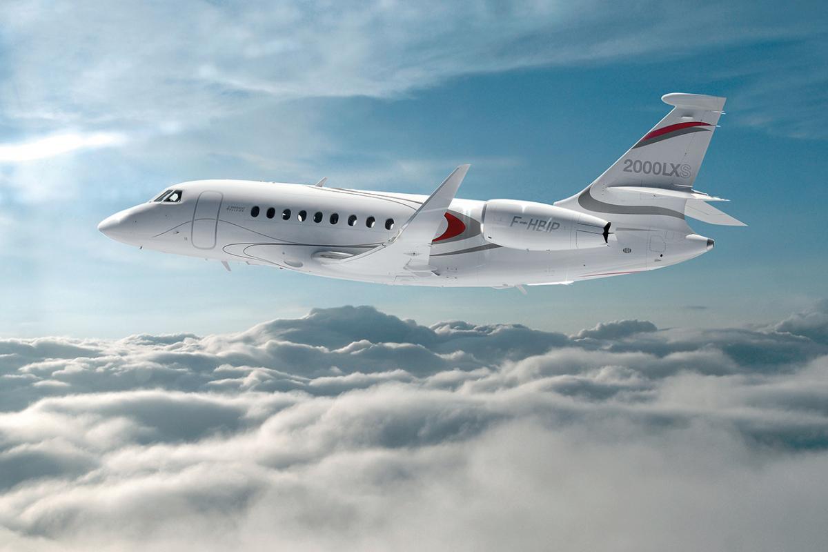Dassault Falcon 2000LXS cabin interior for Boca Raton charter