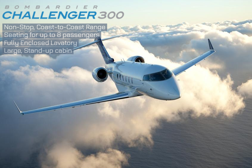 Challenger 300 super midsize jet private aircraft for Boca Raton jet charter
